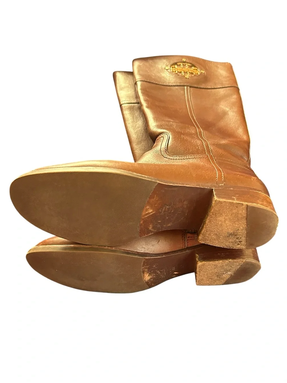 Tory Burch Kiernan tall brown leather knee high riding boots size 8 M